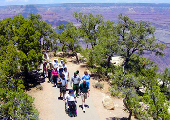 Chuck Flink leads a walk along the newly opened phase of the Grand Canyon Greenway.