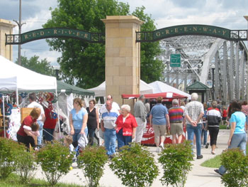 Residents enjoy the grand opening of the Grand Forks Greenway in 2003